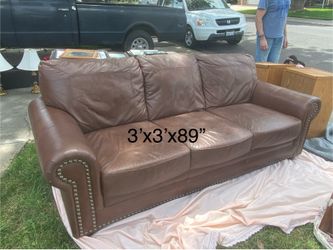Three Seater Brown Leather Sofa