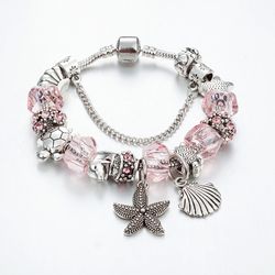 Pandora style ocean theme starfish sea turtle bracelet    (size 7.5" &7. 9")