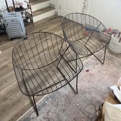 2 Mesh Metal Chairs 