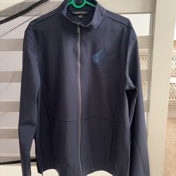 New Mercer + Mettle Men's Size L Navy Blue Long Sleeve Zipper Up Jacket Fleece Coat  New never wear. New inside bag. Only take out for photo  Front mo
