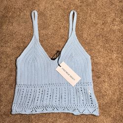 Baby Blue Knit Crop Top By Street Wear Society 