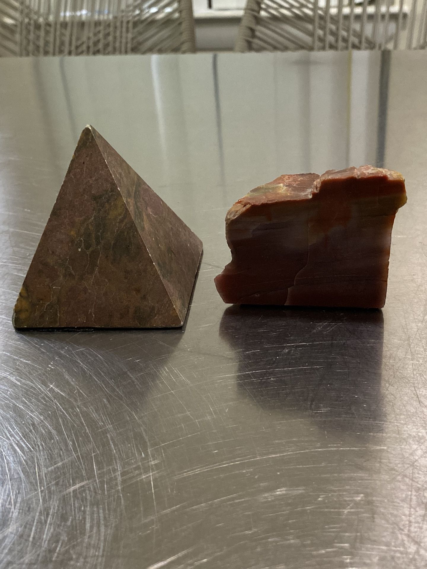 Red Tiger/Dragon/Ox Eye Pyramid Polished Gemstone Crystal