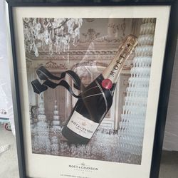 Framed Moët & Chandon Imperial Champagne Art Print - Luxury Bar Decor