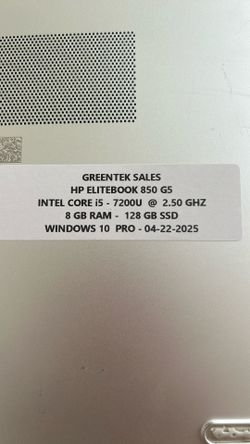 hp elite book 850 g5. 15 inch