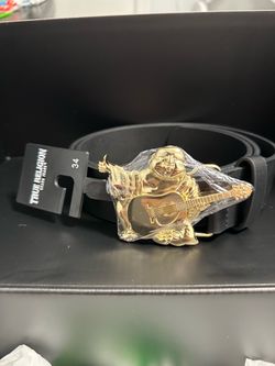 True Religion Gold Buddha Belt Size 34