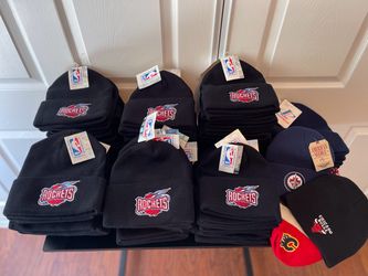 Vintage beanies lot 81 total Houston Rockets Pacers Bulls Flames Jets NWT NWOT basketball Hockey NBA Winter head cap hat snapback logo athletic 7