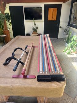 Gymnastic flat balance beam, bar and door pull up bar