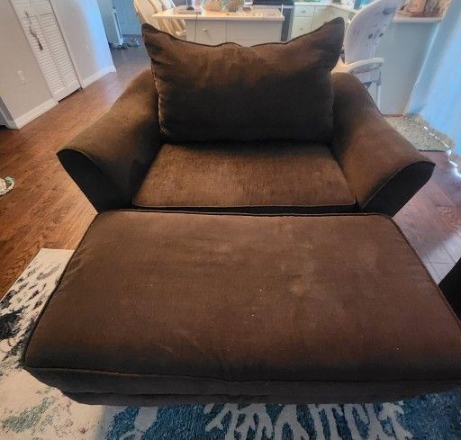 Oversized Chair with Ottoman and Sofa
