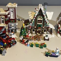 LEGO Lot 10263 Winter Village Fire Station 10267 Gingerbread House 10265 Elf Club House 