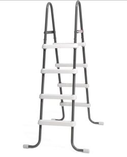 Above Ground Pool Ladder 48 Inch Intex Steel Frame 300 lb Capacity Non-Slip Steps