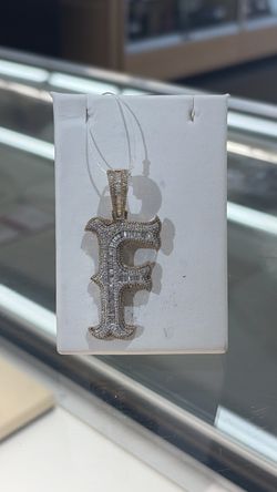 Letter F Iced Out Pendant authentic diamonds