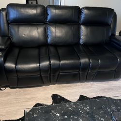 Black Reclining Leather  sofa and Chair