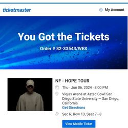NF Hope Concert 2 Tickets 