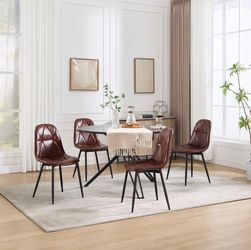 Set of 6, PU leather dining chair Armless Accent Chairs
