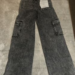 Black Washed Cargo Pants