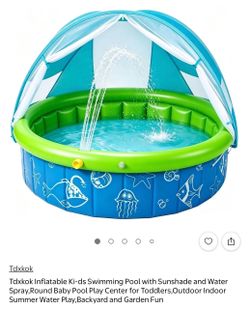Inflatable Kids Pool with Sunshade and Sprayer