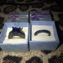 Blue Sapphire Engagement Set