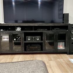 Oxford 84 Inch TV Stand With Glass Doors
