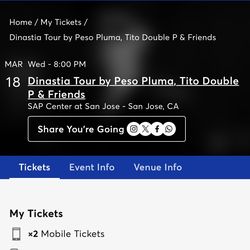 2 Floor Seat Peso Pluma Tickets San Jose