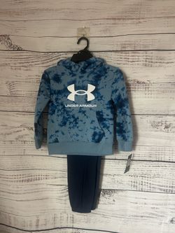 NWT Under Armour Kids' Blue Tie-Dye Hoodie set size 4