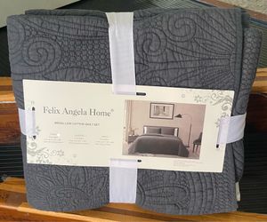 Charcoal Gray 100% Cotton Quilt 3 piece Set for Twin Bed-New
