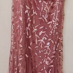 Plus Size Double V-Neck Fishtail Sequin Formal Maxi Evening Dress