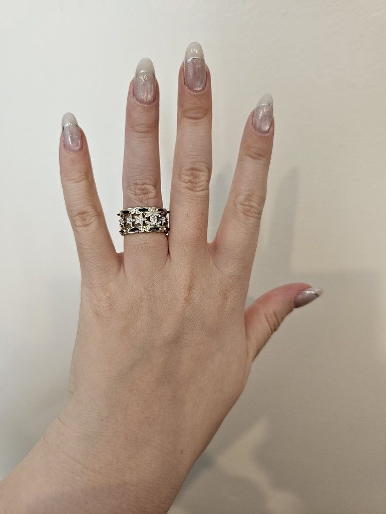 Size 7 Gold Plated Fashion Ring Crystal