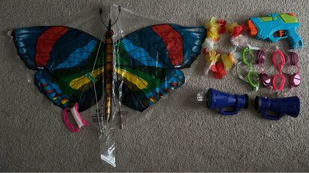Free if buy something! Kids Summer Outdoor Toy Lot (Butterfly Kite, Swim Goggles, Water Gun & More)