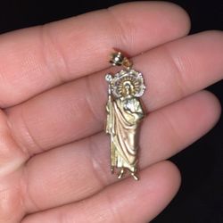 14k Tricolor Gold San Judas Pendant 