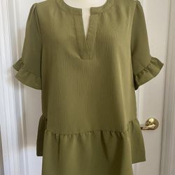 NWT New $98 Michael Kors Smoky Olive Shirt Top Sizes M Or L