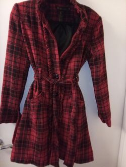 Red and Black Plaid Winter Coat