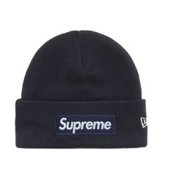 Supreme Box Logo Beanie New Era Navy