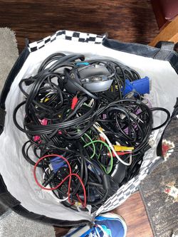 Large Misc Bag Of Electronic Cables.