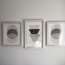 Modern set of 3 framed prints