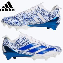 Men's Adidas Adizero Electric 2 White/Blue Art Football Cleats Sz 10.5/11🏈