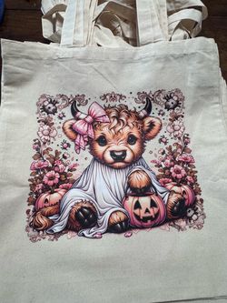 Cute spooky cow tote bag