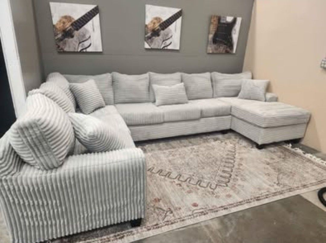 Brand New Artisan 3pc Ghost Grey Extra Length RAF Sectionals! π₯ ***Payment Options Available*