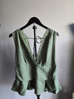 Green Babydoll Low V Neck