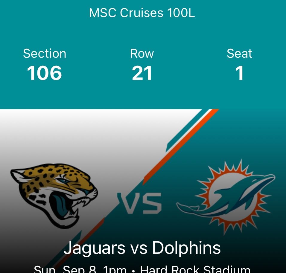 Miami Dolphins Home Opener Sept. 8