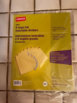 3 x Staples 8-Tab Insertable Dividers, Buff with Assorted-Clear Tabs (18934)