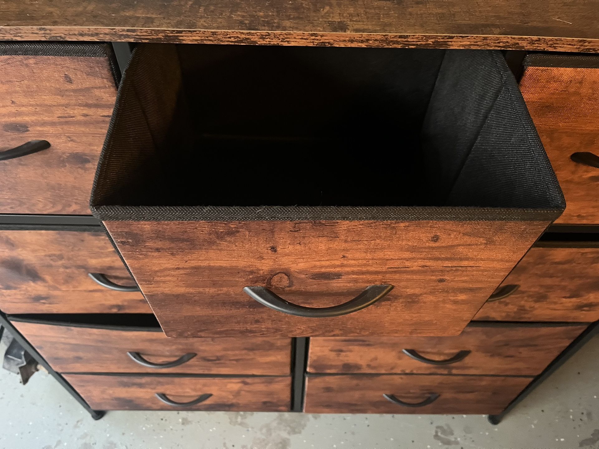 Wood fabric drawer dresser