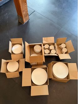 39-Piece West Elm White Porcelain Dinnerware Set (Unused)