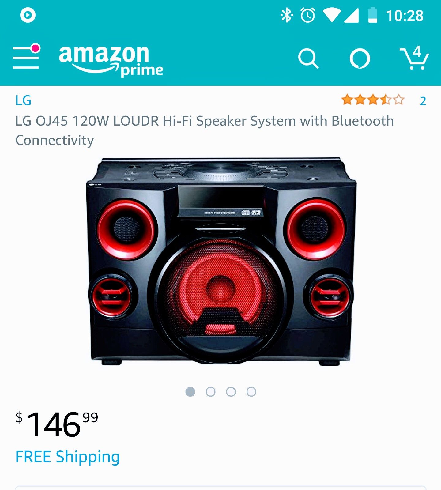LG OJ45 120W LOUDR Hi-Fi Speaker System with Bluetooth Connectivity
