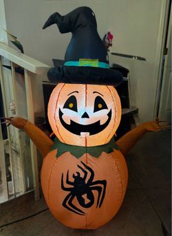 Halloween 3.5 Foot Tall Spider Pumpkin Lighted Blow Up Inflatable NEW no Box!