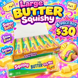 Large Butter Squishy Slow Rise Toy 6-Piece Box