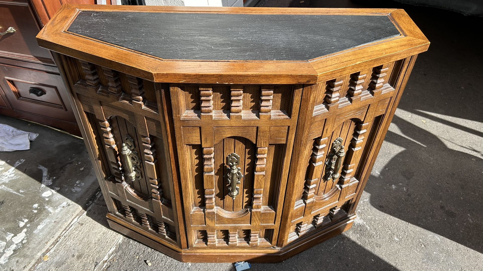 Mid Century Console Cabinet with shelf vintage side&end table L37”*D15”*H28”(address in description)