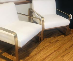 White Linen & Brass Accent Chairs ☁️