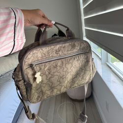 TOUS Crossbody Bag - Beige Logo Print ! LIKE NEW