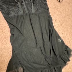 New Medium black sheer mesh ruched Bustie Teddy Lingere nightgown dress goth set
