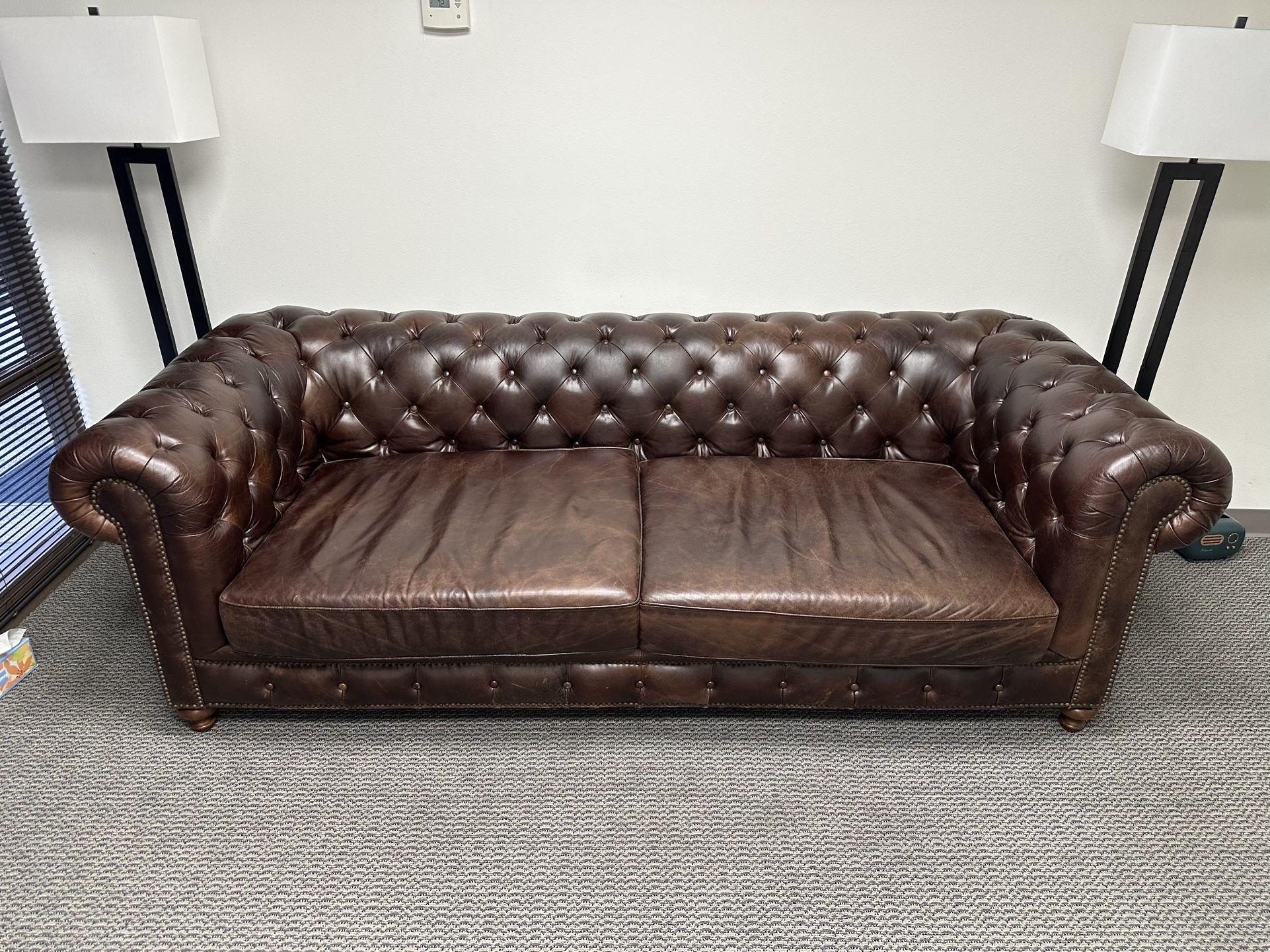 Brown tufted Leather Couch